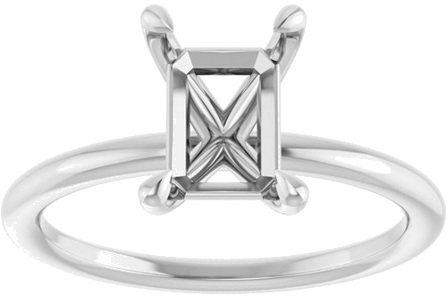 Sužadėtuvių Žiedas „Claw-Prong Solitaire“ 14k white gold Emerald 8mm x 6mm (3)