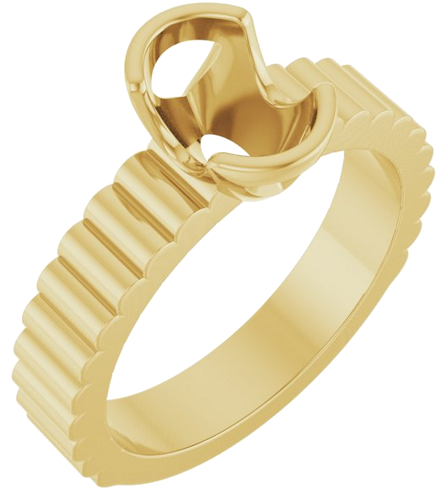 Sužadėtuvių Žiedas „Half-Bezel Solitaire“ 14k yellow gold Oval 8mm x 6mm (1)
