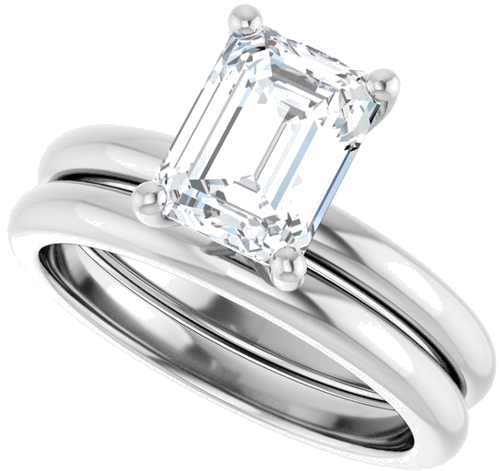 Sužadėtuvių Žiedas „Accented“ 14k white gold Emerald 8mm x 6mm (10)
