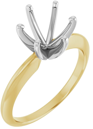 14K Yellow   White 7.8-8.6 mm Round 6-Prong Comfort-Fit Solitaire Ring Mounting (1)