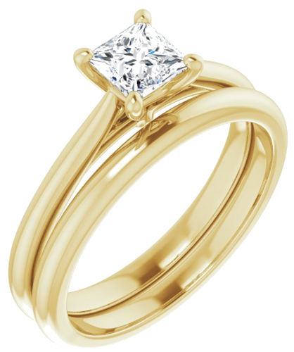 Sužadėtuvių Žiedas „Solitaire“ 14k yellow gold Square 4.5mm (6)