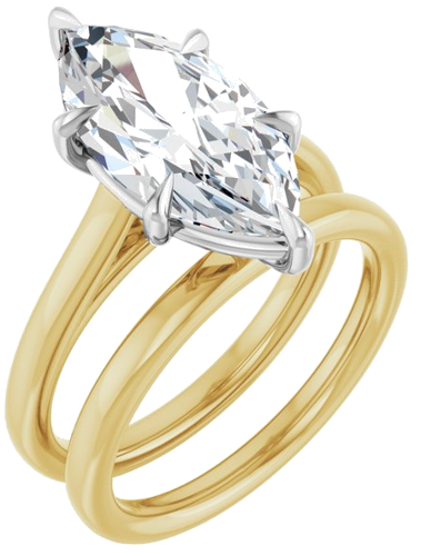 Sužadėtuvių Žiedas „Claw-Pong“ 14k yellow/white gold Marquise 16mm x 8mm (6)