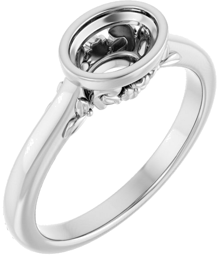 Sužadėtuvių Žiedas „Bezel-Set“ 585 Baltojo Aukso Oval 7mm x 5mm (1)