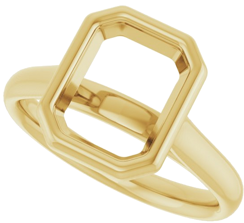 10K Yellow  9x7 mm Emerald Solitaire Engagement Ring Mounting (5)