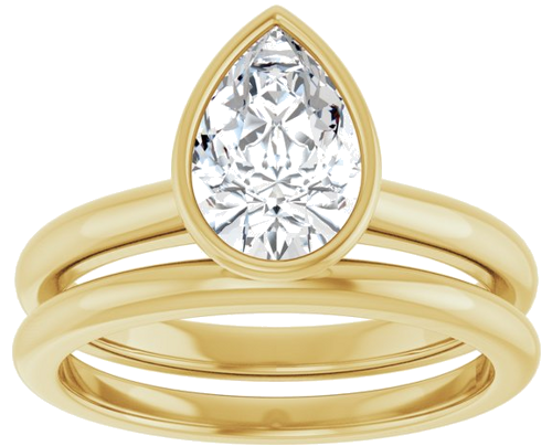 Sužadėtuvių Žiedas „Bezel-Set Solitaire“ 14k yellow gold Pear 9mm x 6mm (8)