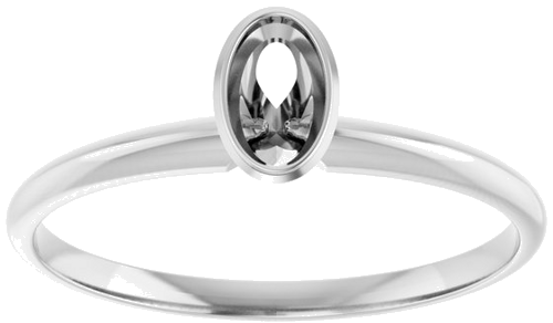 Sužadėtuvių Žiedas „Solitaire“ 585 Baltojo Aukso Oval 5mm x 3mm (3)