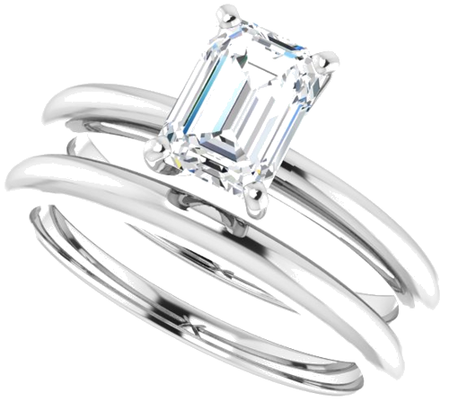 Sužadėtuvių Žiedas „Solitaire“ 585 Baltojo Aukso Emerald 7mm x 5mm (10)