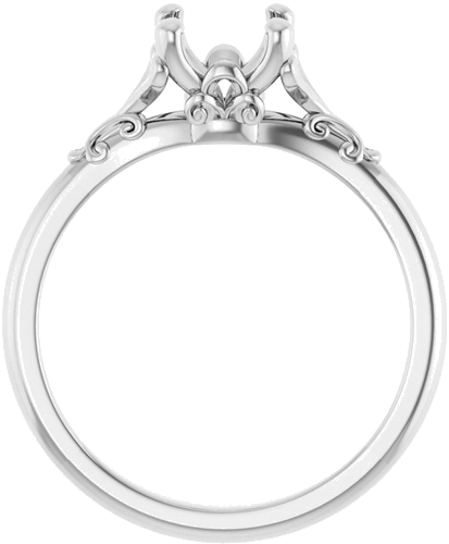 14K White 6 mm Cushion Solitaire Engagement Ring Mounting (2)