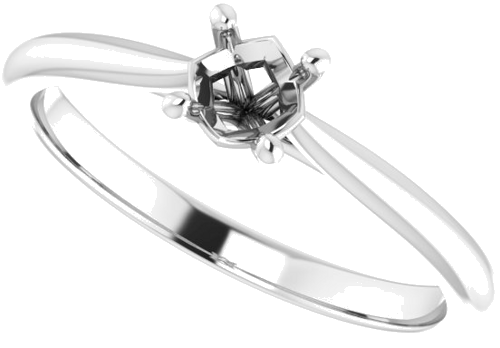 14K White 4.4 mm Round Solitaire Engagement Ring Mounting (5)