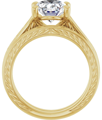 Sužadėtuvių Žiedas „Solitaire Scroll“ 14k yellow gold Oval 10mm x 8mm (7)