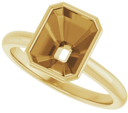 Sužadėtuvių Žiedas „Bezel-Set Solitaire“ 10k yellow gold Emerald 8.5mm x 6.5mm (5)