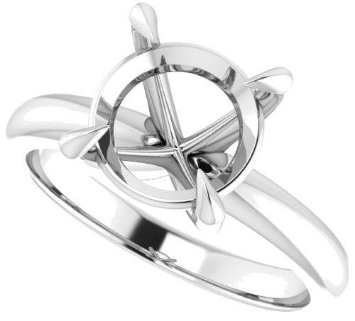 14K White 9.4 mm Round Solitaire Engagement Ring Mounting (5)
