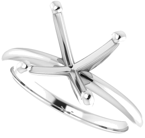 14K White  8 mm Square Solitaire Engagement Ring Mounting (5)