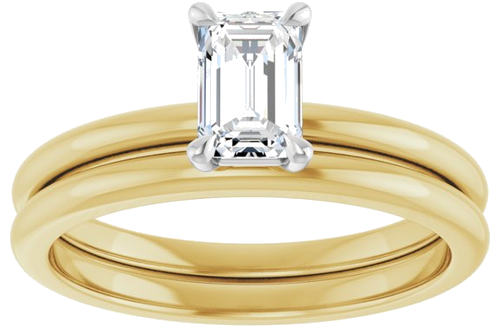 14K Yellow White 6x4 mm Emerald Solitaire Engagement Ring Mounting (8)