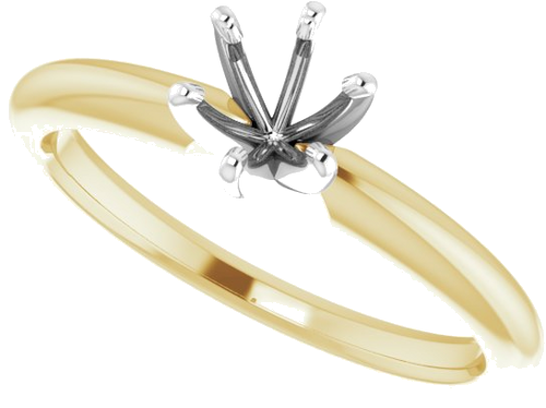 14K Yellow White 5.2 mm Round 6-Prong Solitaire Ring Mounting (5)