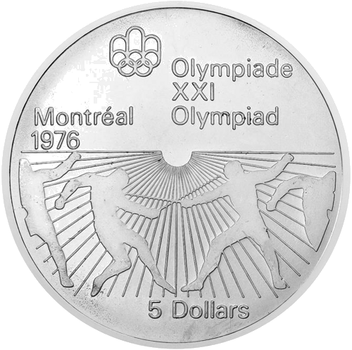 5 dolāri Olimpiāde Paukošana Kanāda 1976 sudraba monēta (1)