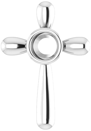 Pakabukas „Solitaire Bezel-Set Cross“ 14k white gold Round 7mm (1)