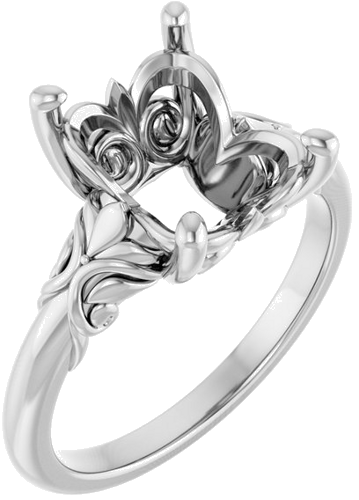 Sužadėtuvių Žiedas „Solitaire“ 14k white gold Emerald 10mm x 8mm (1)