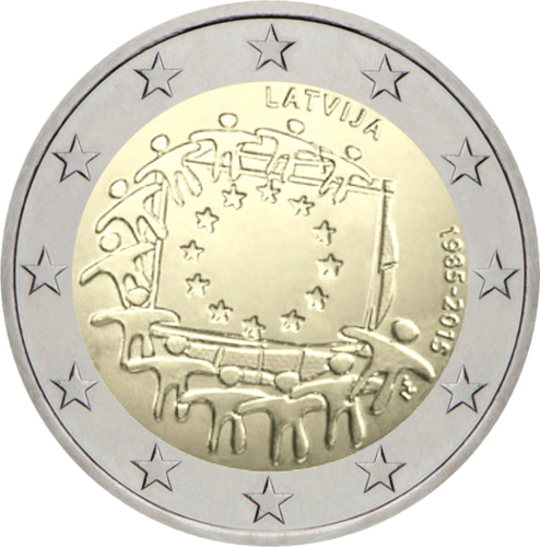 2015 Latvia European flag 2 euro coin (1)