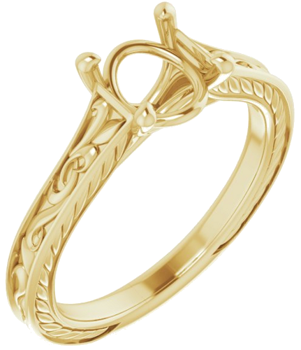 Sužadėtuvių Žiedas „Solitaire Scroll“ 14k yellow gold Oval 8mm x 6mm (1)