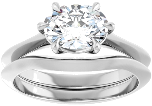 Sužadėtuvių Žiedas „Solitaire“ 585 Baltojo Aukso Oval 8mm x 6mm (7)