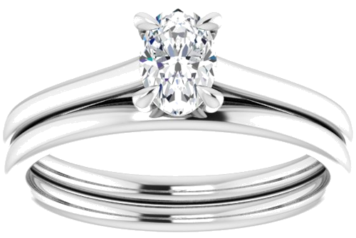 14K White  6x4 mm Oval Solitaire Engagement Ring Mounting (8)