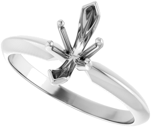 14K White 6-Prong 9.3x4.5 mm Marquise V-End Solitaire Ring Mounting (5)