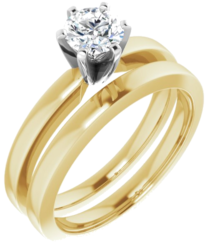 14K Yellow White 5.2 mm Round Solitaire Engagement Ring Mounting (6)