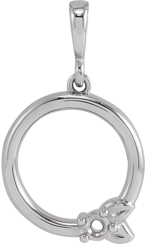 14K White 1-Stone Family Leaf Pendant Mounting (1)