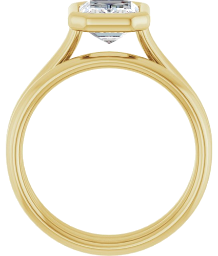 Sužadėtuvių Žiedas „Bezel-Set Solitaire“ 417 Geltonojo Aukso Emerald 8mm x 6mm (7)