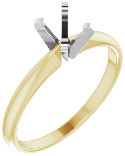 Sužadėtuvių Žiedas „Solitaire“ 14k yellow/white gold Emerald 5.5mm x 3.6mm (1)