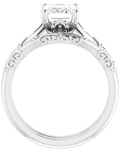 Sužadėtuvių Žiedas „Solitaire Sculptural“ 14k white gold Emerald 8mm x 6mm (7)