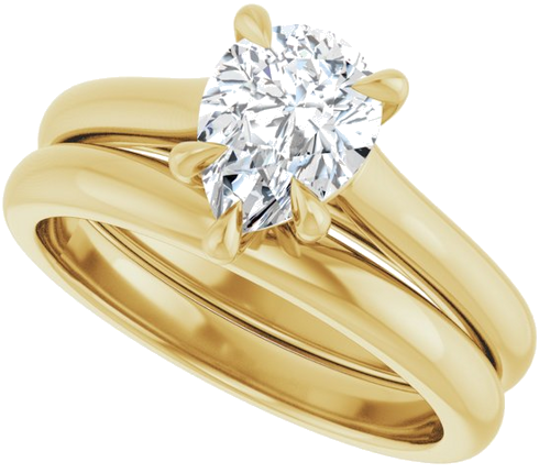 Sužadėtuvių Žiedas „Claw-Prong“ 14k yellow gold Pear 8mm x 6mm (10)