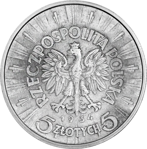 5 злоти Йозеф Пилсудски (1934-1938) Полша сребърна монета (2)