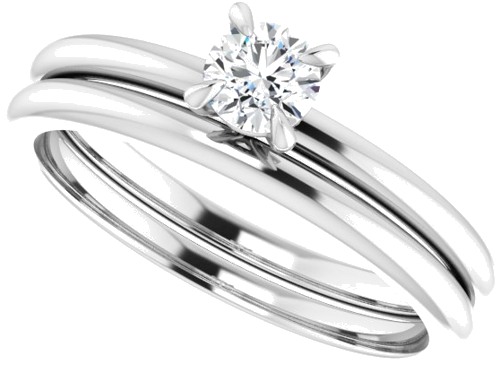 Sužadėtuvių Žiedas „Solitaire“ 585 Baltojo Aukso Round 4.1mm (10)