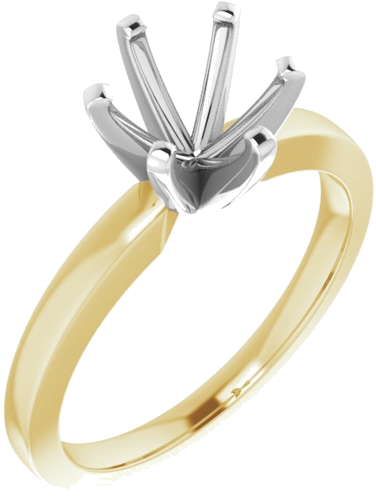 14K Yellow White 7.4 mm Round Solitaire Engagement Ring Mounting (1)