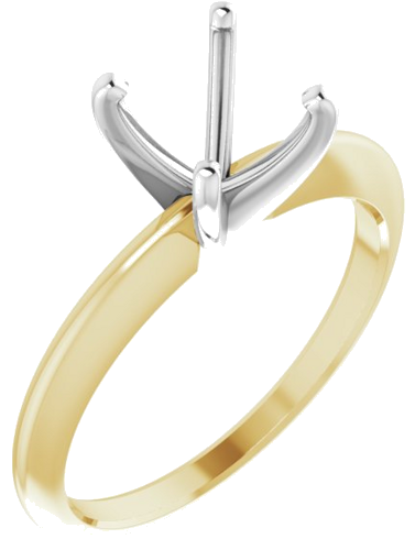 14K Yellow   White 7.3-7.7 mm Round 4-Prong Comfort-fit Solitaire Ring Mounting (1)