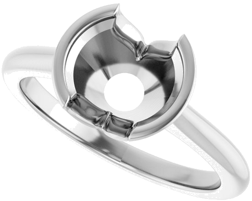 14K White 8 mm Round Solitaire Engagement Ring Mounting (5)