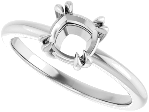 Sužadėtuvių Žiedas „Double Claw-Prong Solitaire“ 10k white gold Cushion 6mm (5)