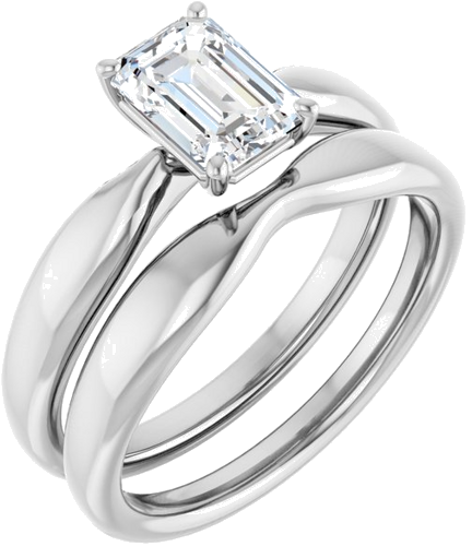 Sužadėtuvių Žiedas 14k white gold Emerald 7mm x 5mm (6)