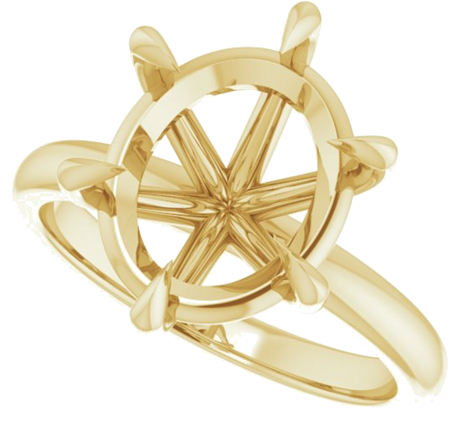 14K Yellow 12x10 mm Oval Solitaire Engagement Ring Mounting (5)