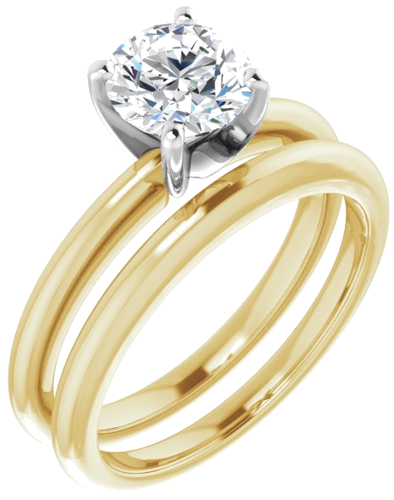 14K Yellow   White  6.5 mm Round Solitaire Engagement Ring Mounting (6)