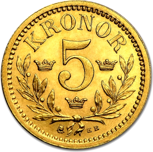 5 kronor Oscar II (1901) Sweden gold coin (2)