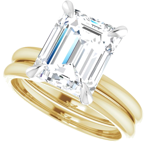 14K Yellow White 10 x 8 mm Emerald Engagement Ring Mounting (9)