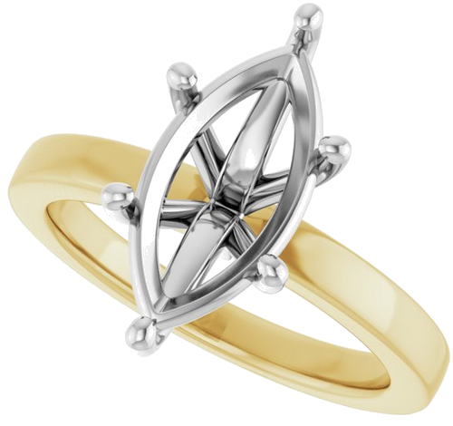 Sužadėtuvių Žiedas „Solitaire“ 14k yellow/white gold Marquise 14mm x 7mm (5)