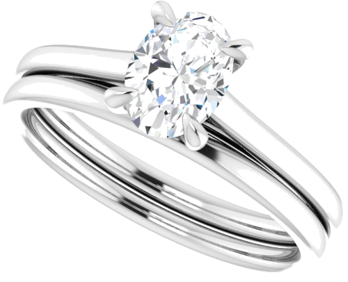 Sužadėtuvių Žiedas „Solitaire“ 585 Baltojo Aukso Oval 7mm x 5mm (10)