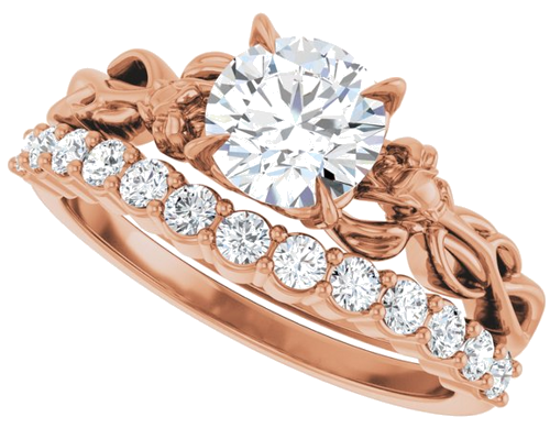 14K Rose 6.5 mm Round Nature-Inspired Engagement Ring Mounting (10)
