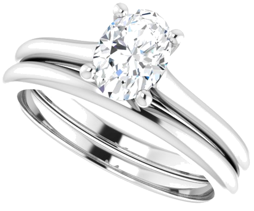 Sužadėtuvių Žiedas „Accented“ 14k white gold Oval 7mm x 5mm (10)