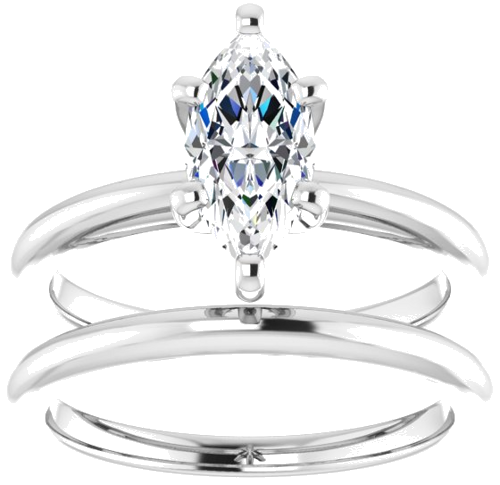 14K White  10x5 mm Marquise Solitaire Engagement Ring Mounting (8)