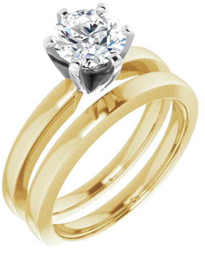 14K Yellow White 6.5 mm Round Solitaire Engagement Ring Mounting (6)